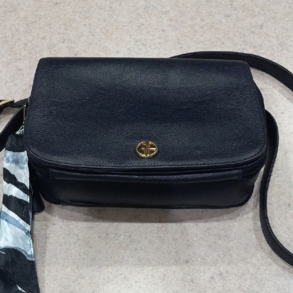 Elegant Navy Blue Leather Shoulder Bag